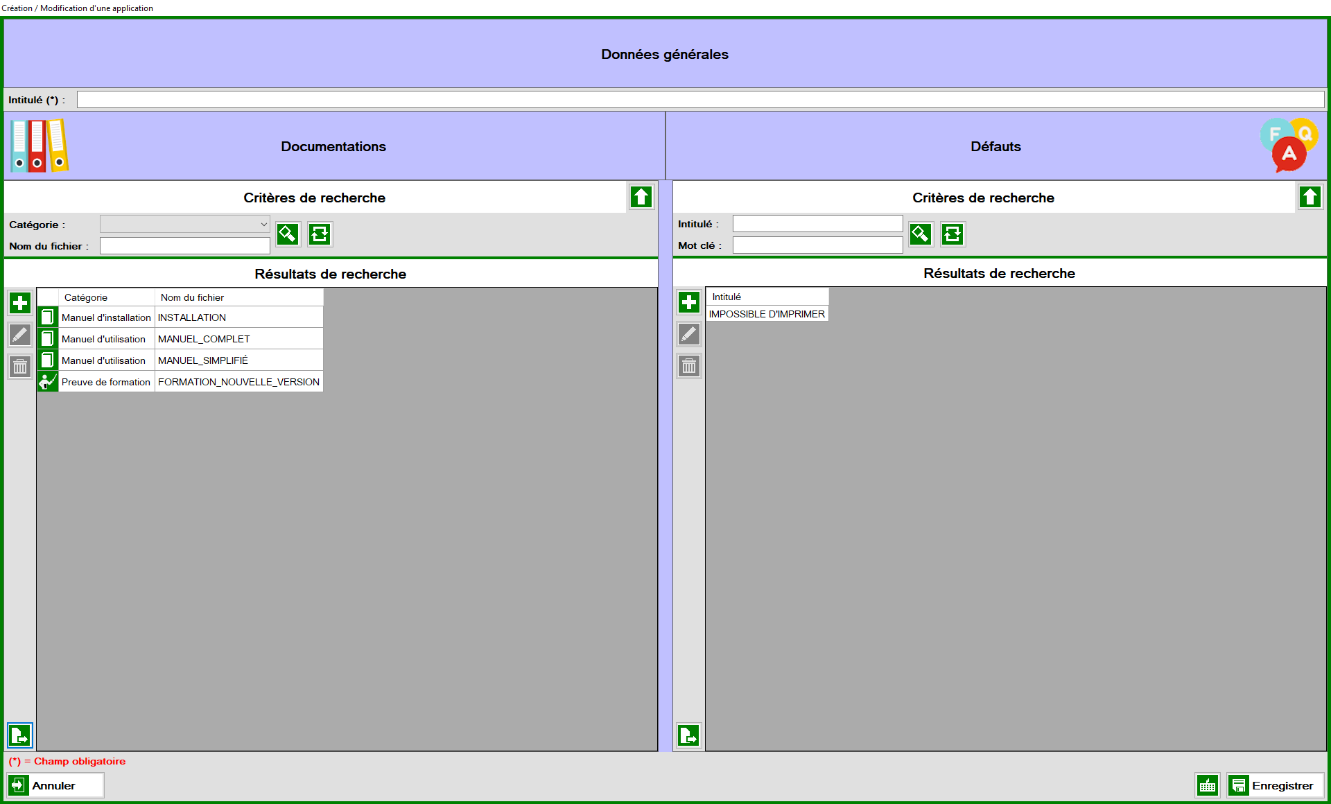 Documentations d'une application