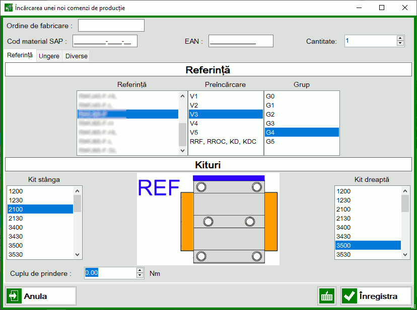 Création d'un ordre de fabrication