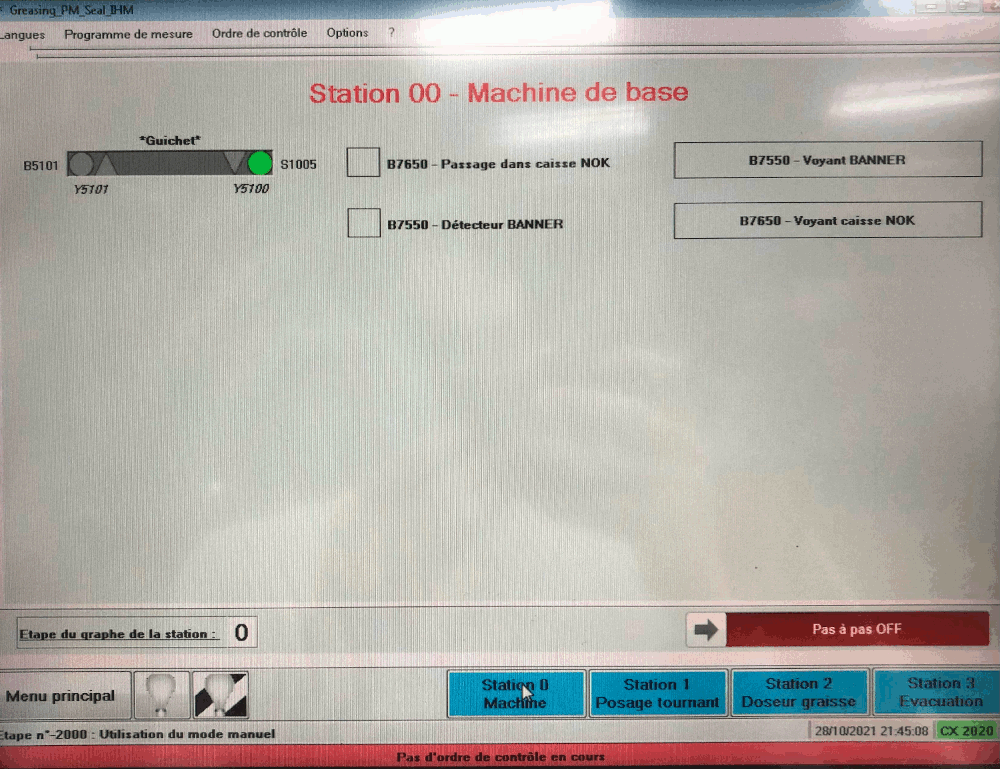 Mode manuel de la machine