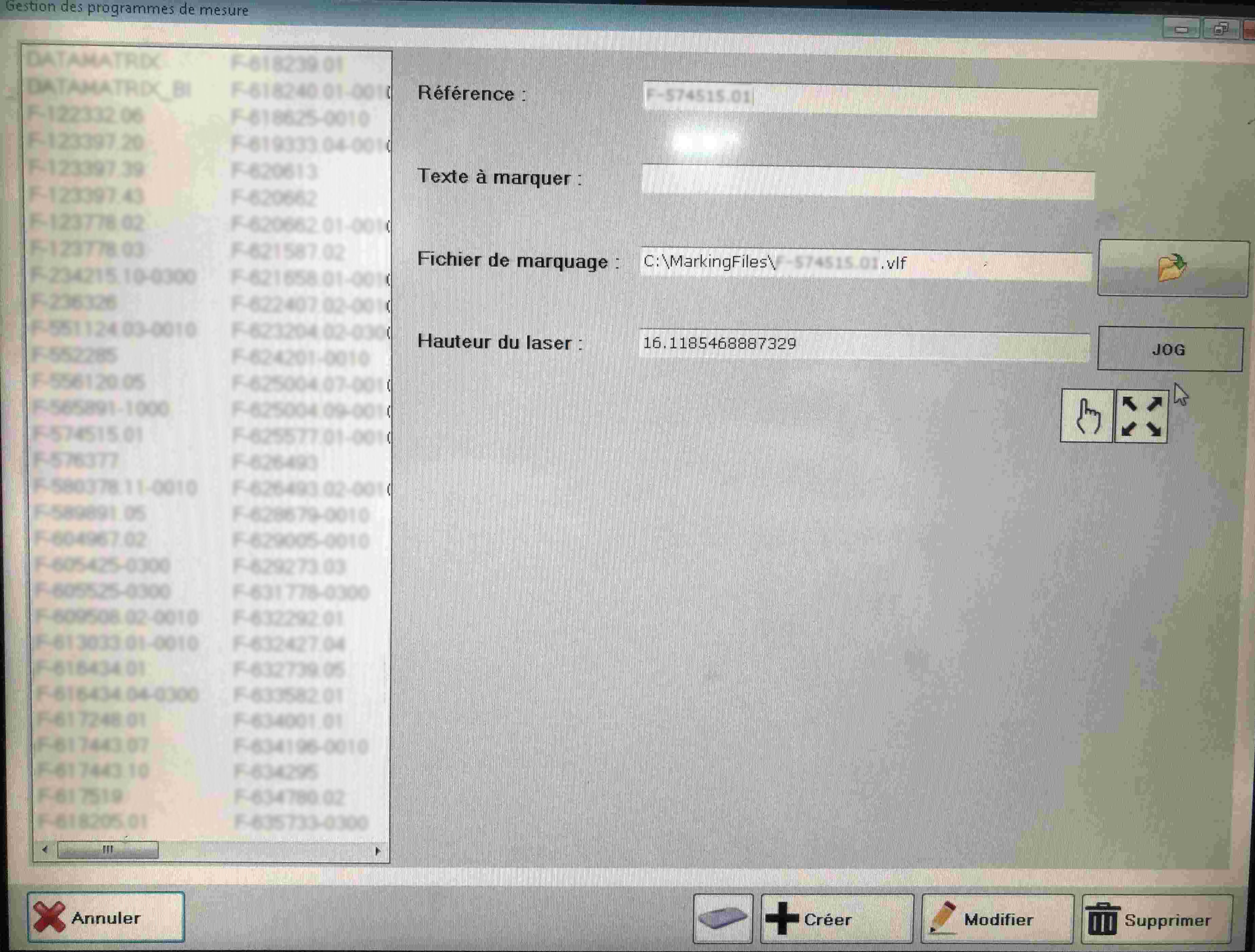 Configuration des références
