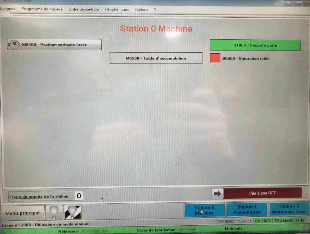 Mode manuel de la machine