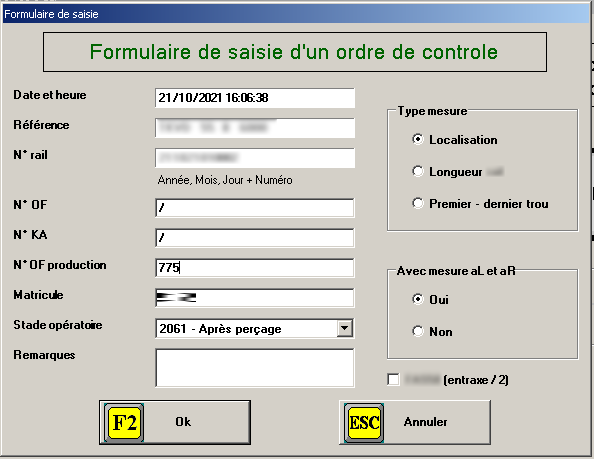 Création de l'ordre de contrôle