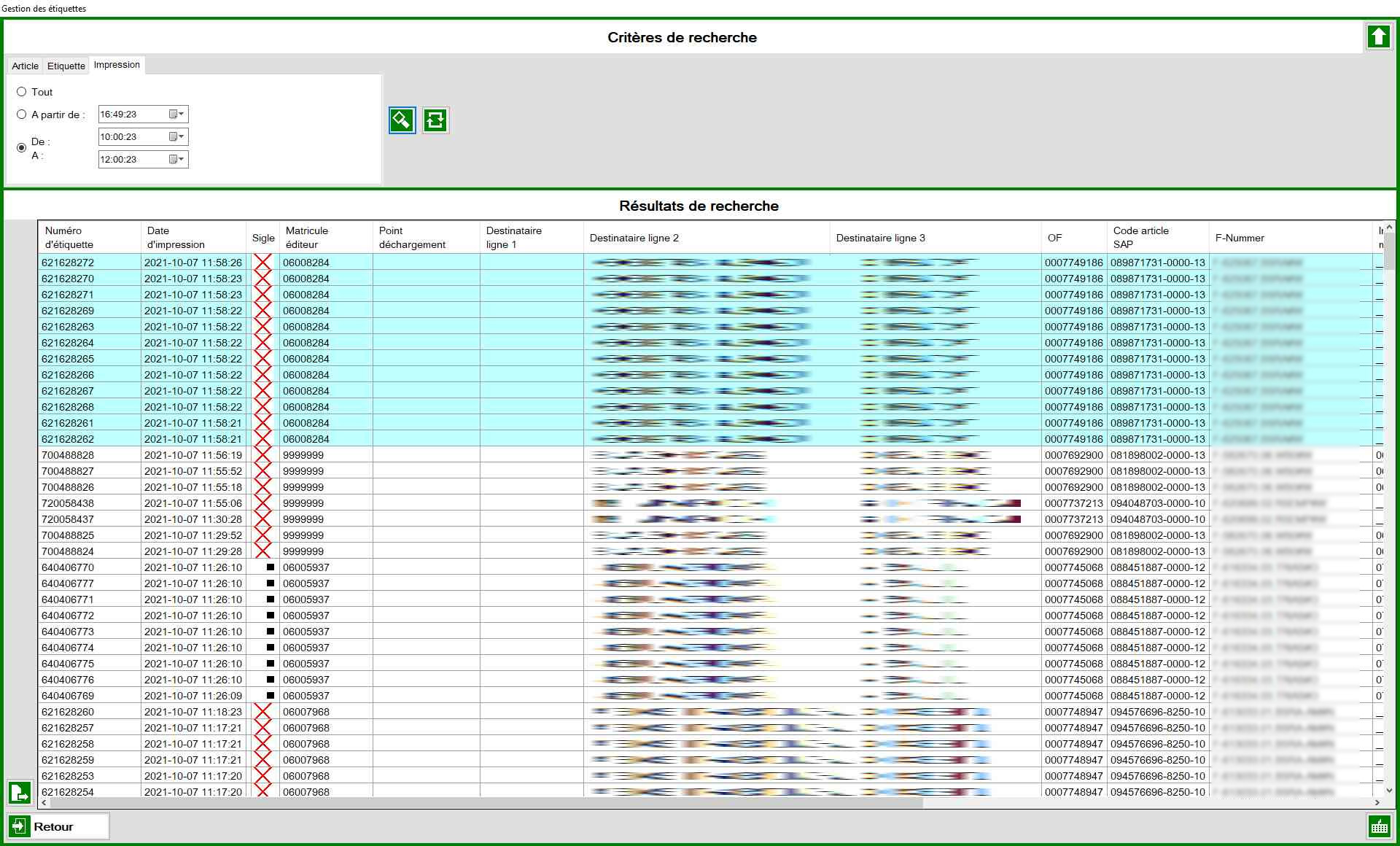Historique des impressions