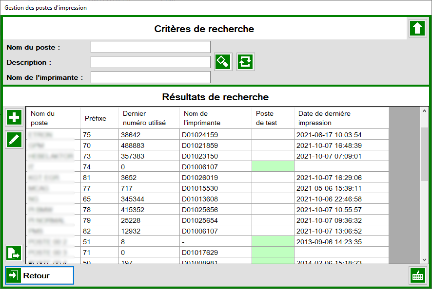 Sélection du poste d'impression associé au PC