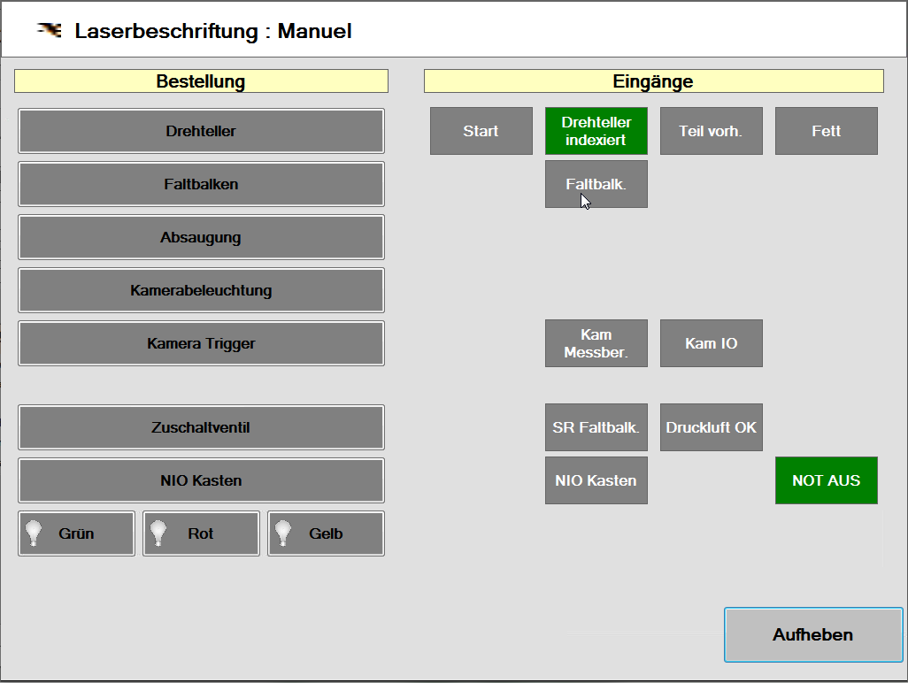Mode de fonctionnement manuel