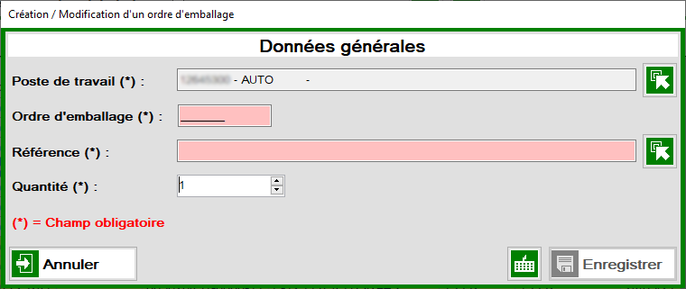 Edition des ordres de fabrication