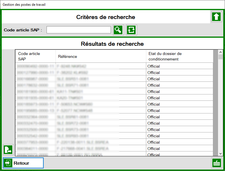 Liste des produits disponibles