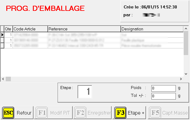 Calibration des programmes d'emballage
