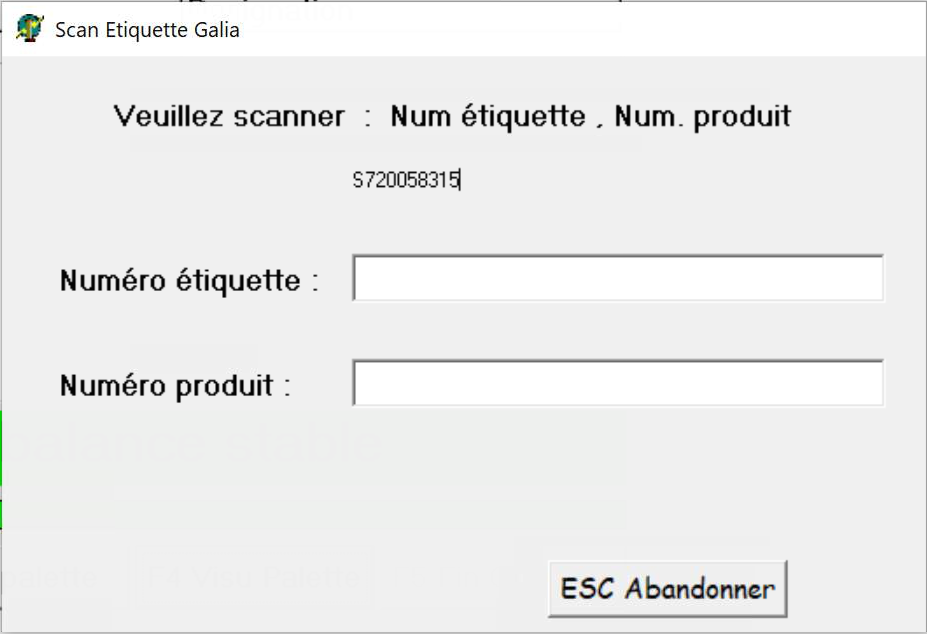 Demande de scannage d'une étiquette
