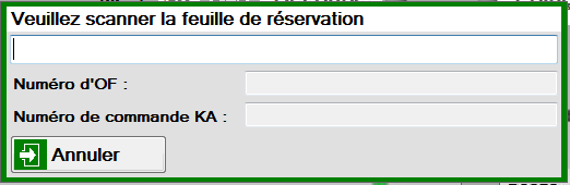 Ouverture de l'ordre de fabrication