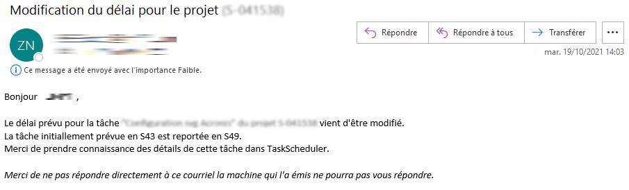 Exemple de mail de modification d'un délai